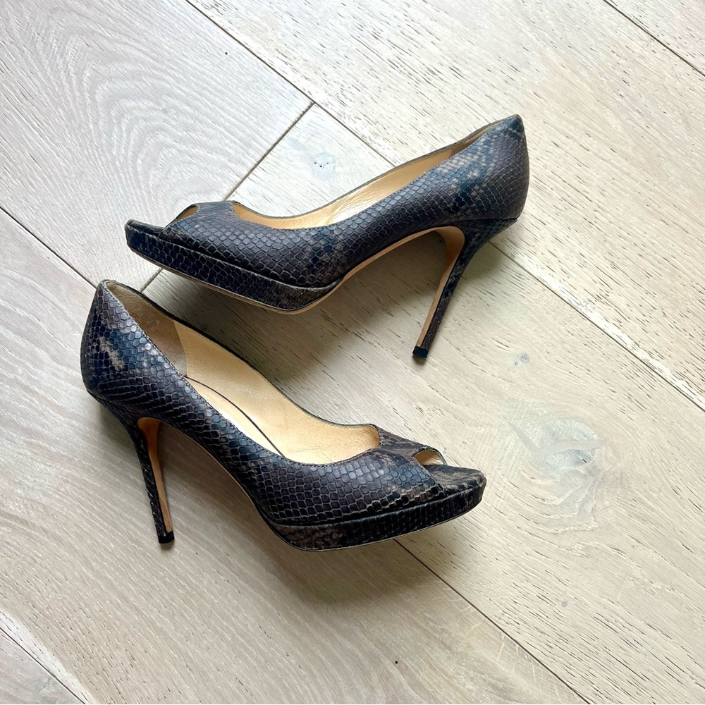 Jimmy Choo Snakeskin Stiletto Platform Heels